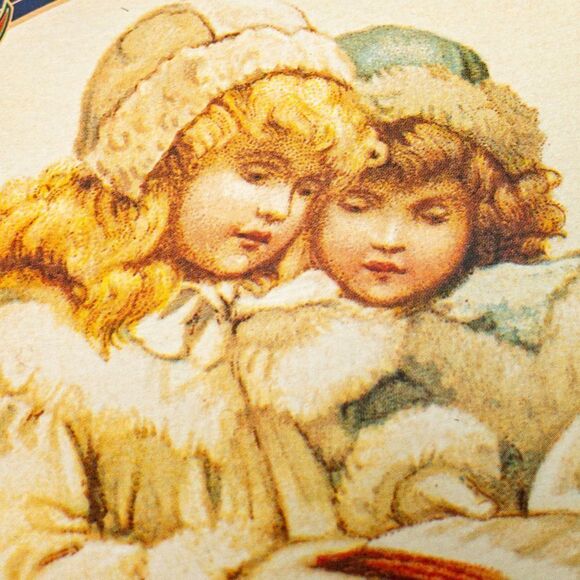 Vintage 1995 A Christmas Carol Round Aluminum Serving Tray Victorian Girls - Picture 4 of 10